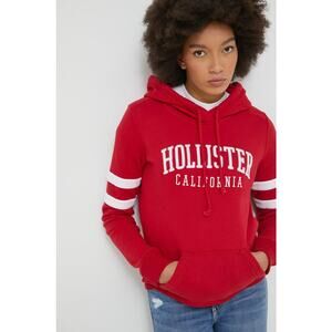Hollister Co. Women's Red Long Sleeve Hooded Sweatshirt Size L